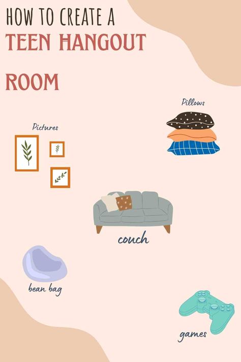 Creating A Teen Hangout Room - The Master Guide Of Ideas - momma teen Teen Hang Out Space, Teen Hangout Space Ikea, Teen Living Room Hangouts, Hang Out Room Ideas Teenage, Teen Hangout Ideas, Teen Media Room, Teen Hangout Room Ideas For Bonus Room, Teenage Hangout Room Ideas, Teen Hangout Room Ideas