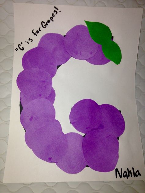 The letter G craft/toddler craft/grapes craft/G is for grapes Grapes Craft, Letter G Craft, G Craft, Letter G Crafts, Letter G Activities, Craft Toddler, Preschool Letter Crafts, Alphabet Crafts Preschool, Abc Crafts