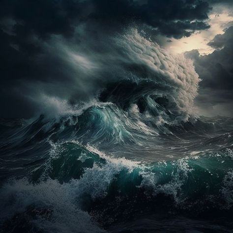 Ocean Storm Photography, Storm On The Ocean, Ocean Storm Aesthetic, Sea Storm Aesthetic, Storm Over Ocean, Ocean Landscape Painting, Wattpad Background, Ocean Storm, Ocean Waves Painting