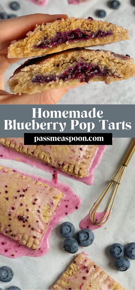 Everything you love about the famous American breakfast, without everything you don’t.  These homemade blueberry pop tarts provide the perfect sweet filling and flaky crust without refined sugar, gluten, or harmful additives. Finally a pop tart you can feel good about serving! Healthy Pop Tart Recipe, Healthy Pop Tarts, Blueberry Pop Tarts, Savory Pop Tarts, Low Glycemic Sweeteners, Poptart Recipe, Pie Pops, American Breakfast, Pop Tart