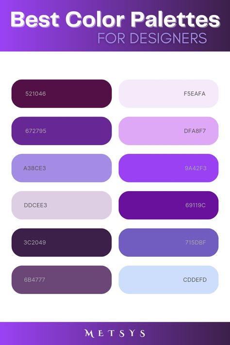 Violet Pallet Color, Organization Papers, Best Color Palettes, Colour Swatches, Hex Color, Hex Color Palette, Purple Color Palettes, Aesthetic Color, Palette Design