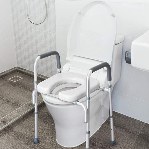 AmazonSmile: OasisSpace Stand Alone Raised Toilet Seat 300lb - Heavy Duty Medical Raised Homecare Commode and Safety Frame, Height Adjustable Legs, Bathroom Assist Frame for Elderly, Handicap, Disabled : Health & Household Toilet Chair, Commode Chair, Bathroom Safety, Mobility Aids, Assisted Living, Bathroom Toilet, Slip And Fall, Stair Treads, Adjustable Legs