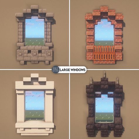 Rale_Design on Twitter: "Large Minecraft Window Designs! #minecraft #mc #minecraftinspiration #minecraftdecoration #minecraftbuilds https://t.co/QYHfrpsYCM" / Twitter Minecraft Window, Minecraft Wall Designs, Minecraft Castle Blueprints, Minecraft Wall, Minecraft Mansion, Minecraft Interior, Window Designs, Minecraft Castle, Cool Minecraft Creations