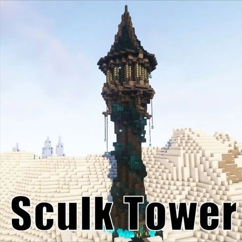 Are you having problems utilizing the newest blocks in Minecraft? Particularly the Sculk block? Then why not try this tower? The flickering, dark blocks not only made the build wonderful. It also gave it a beautiful contrast. This wonderful tower is also easy to build! Just remove the sculk shriekers if you're building this in survival mode so that you won't summon the warden in your base. Test it out now! Minecraft Fox House, Minecraft Castle Designs, Minecraft House Ideas, Minecraft Challenges, Minecraft Castle, Cool Minecraft Creations, Cool Minecraft Houses, The Warden, Dark House