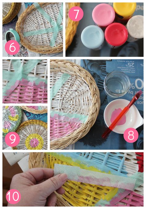 Bamboo Basket Painting Ideas, Bamboo Basket Decoration Ideas, Basket Painting, Painting Baskets, Bagua Map, Boho Basket, Painted Baskets, Skip To My Lou, Basket Wall Art