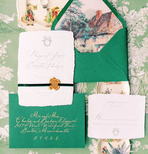 Happy St. Patrick's day! Photo @annagphotography_ #stationery #fineartweddings #stpatricksday #gardenwedding #bride2024 #wedding2024 #weddinginvitations #weddingsuite #weddingsparrow #pointedpen #handmade Irish Wedding Invitations, Celtic Wedding Invitations, Green Velvet Ribbon, Art Invitation, Ireland Wedding, Calligraphy Wedding Invitation, Green Envelopes, Celtic Wedding, Irish Wedding