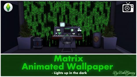 Mod The Sims: Animated Wallpaper - Matrix by Bakie • Sims 4 Downloads Dynamic Light, Animated Wallpaper, Sims 4 Studio, Kids Only, Sims 4 Downloads, Sims 4 Update, How To Make Animations, Tile Wallpaper, Sims 4 Build