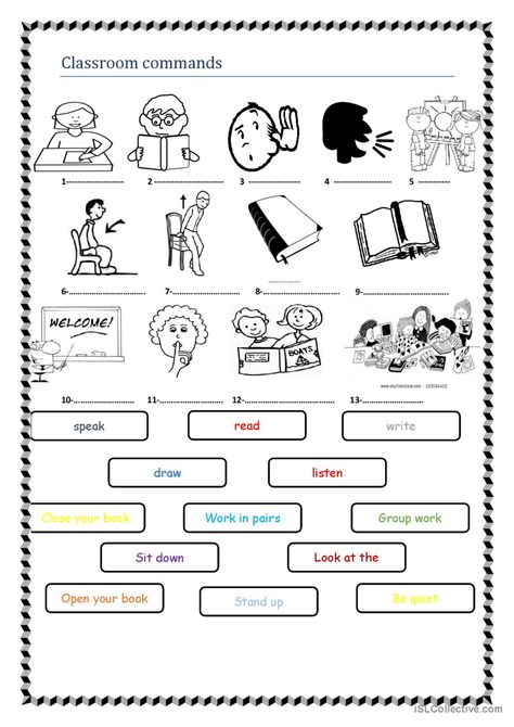 Classroom Commands, Action Verbs, Classroom Language, Esl Worksheets, School Supplies, Education, Quick Saves