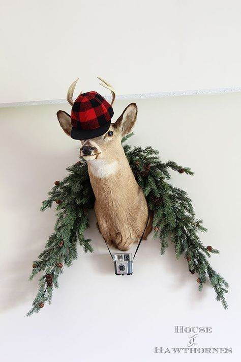 Vintage Eclectic Summer Home Tour Birchbark Crafts, Vintage Croquet, Stuffed Deer, Badminton Equipment, Deer Head Decor, Holiday House Tours, Deer Heads, Antler Decor, Christmas House Tour