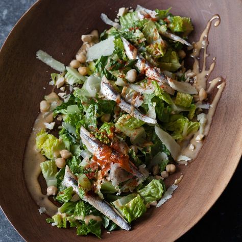 Spanish Caesar Salad with Marcona Almonds and White Anchovies | Williams-Sonoma Anchovies Salad, White Anchovies, Spanish Salad, Anchovy Recipes, Chef Bobby Flay, Marcona Almonds, Manchego Cheese, Caesar Salad Recipe, Romaine Lettuce Salad