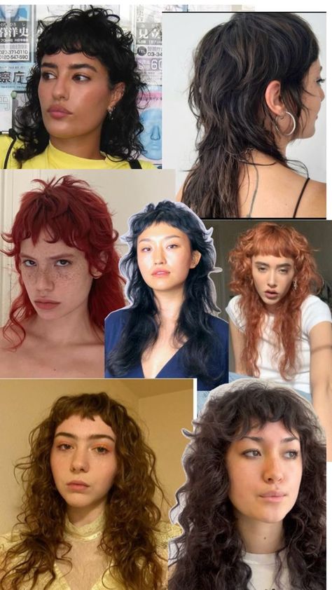 Non Binary Haircuts Long, Non Binary Haircuts, Long Curly Haircuts, Long Shag Haircut, Haircuts For Curly Hair, Curly Hair Inspiration, Hair Up Styles, Hair Crush, Mullet Hairstyle