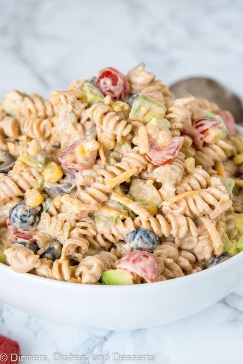 Creamy Taco Pasta, Southwestern Pasta Salad, Southwestern Pasta, Mayo Pasta Salad Recipes, Creamy Pasta Salad, Can Corn, Taco Pasta Salad, Creamy Pasta Salads, Spaghetti Salad