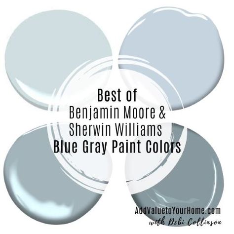 Best Blue Gray Interior Paint Colors - Add Value to Your Home with Debi Collinson Light Blue Grey Paint Bedroom, Powdery Blue Paint Color, Blue Undertone Paint Colors, Sleepy Hollow Paint Sherwin Williams, Light Blue Gray Paint Colors Living Room, Subtle Blue Paint Colors, Calm Blue Paint Colors, Blue Grey Paint Color Kitchen, Best Pale Blue Paint Colors