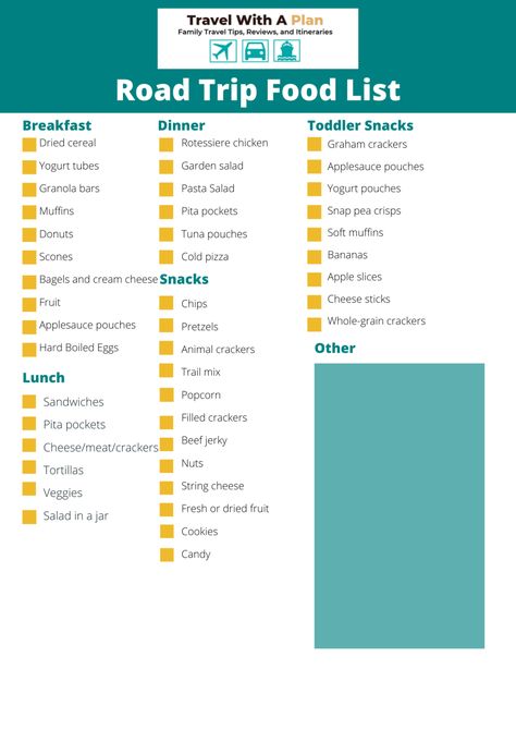 Road Trip Food List: Easy To Pack Meals & Snacks | Travel With A Plan Road Trip Foods, Cream Cheese Snacks, Best Road Trip Snacks, Snacks Travel, Healthy Road Trip Snacks, Banana Scones, Car Snacks, Trip Snacks, Fruit Chip