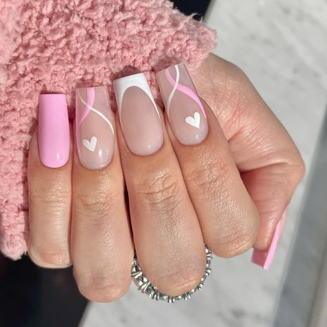 Early Spring Nails, Pink Tip Nails, Long Square Nails, Girly Acrylic Nails, Casual Nails, Simple Acrylic Nails, Short Square Acrylic Nails, Acrylic Nails Coffin Short, Summer Acrylic Nails