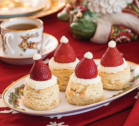 Mascarpone Frosting Recipe, Christmas Afternoon Tea, Christmas Tea Party, Mascarpone Frosting, Pastry Blender, Christmas Cooking, Scone Recipe, Whimsical Christmas, Fresh Strawberries