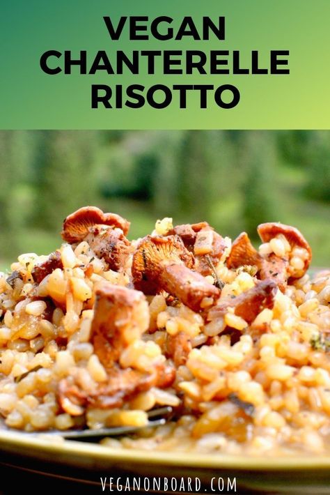 With the rich flavour of chanterelle mushrooms, this vegan risotto is hearty and herby. A real Autumnal treat. Cooking Risotto, Chanterelle Mushrooms, Vegan Risotto, Mushroom Dish, Vegan Mushroom, Austrian Recipes, Using A Pressure Cooker, Risotto Recipes, Vegan Foodie