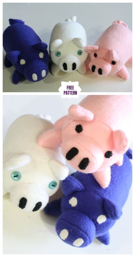 DIY Plush Pig Free Sew Pattern & Tutorial Plushie Free Pattern, Plush Sewing Patterns, Fabric Art Diy, Pig Plushie, Plush Diy, Pig Stuffed Animal, Bunny Stuffed Animal, Felt Plush, Diy Plush