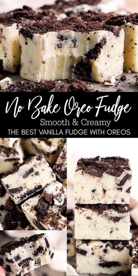 Easy Oreo Fudge Recipe! The Best Oreo White Fudge Recipe with a basic Sweetened Condensed Milk Fudge that’s SO EASY and no fail! Make this recipe with crushed oreos and white chocolate chips! #easyfudge #nobakefudge #oreo #oreofudge Sweetened Condensed Milk Fudge, Oreo Fudge Recipe, Fudge Ideas, Condensed Milk Fudge, Dessert Recipes For A Crowd, White Fudge, No Bake Fudge, Lemon Cookies Easy, Homemade Fudge Recipes