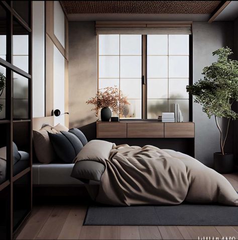 Japandi Interiors Bedroom, Bedroom Japanese Style, Scandinavian Japandi, Japandi Style Bedroom, Japandi Bedroom Design, Japanese Style Bedroom, Japandi Bedroom, Japandi Living Room, Japandi Interiors