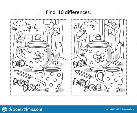 Find Different Pictures For Kids, Find The Difference Pictures Kids, Spot The Difference Printable, Find 10 Differences, Spot The Difference Kids, Find The Difference Pictures, Carla Tsukinami, Spot The Difference Puzzle, Candy Illustration