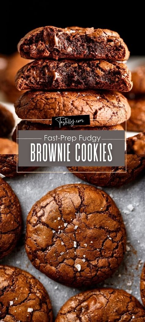 Fast-Prep Fudgy Brownie Cookies Fudge Brownie Cookies, Brownies And Cookies, Bird Cookies, Chocolate Brownie Cookies, Cookie Brownie Recipe, Fudgy Brownie, Fudge Brownie, Fudgy Brownies, Brownie Cookies