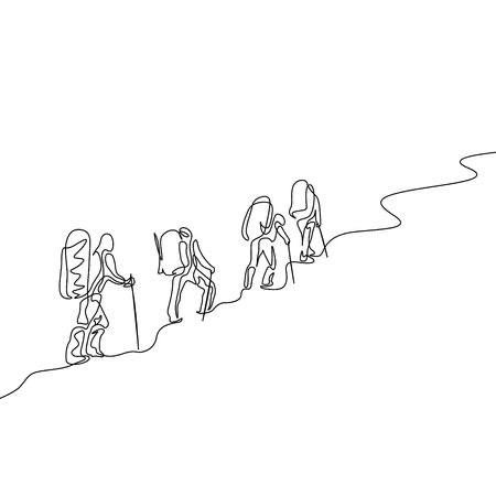 Hiking Illustration Drawings, Mountain Hiking Drawing, Travel Line Drawing, Hike Tattoo, One Line Mountain, Hike Drawing, Line Drawing Mountain, Traveler Drawing, Hiking Drawing