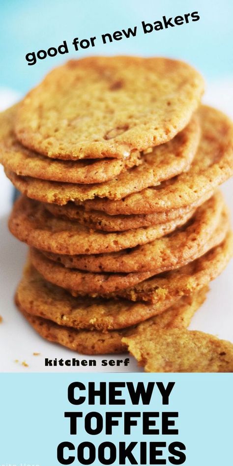 English Toffee Bits Recipes, Chewy Toffee Cookies, Toffee Crunch Cookies, Tates Cookies Recipe, Toffee Cookies Recipe, Cookies Board, Tates Cookies, Toffee Cookie Recipe, Chewy Toffee