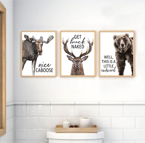 Funny Moose, Bathroom Wall Hanging, Funny Bathroom Art, Funny Bathroom Signs, Custom Bathroom, Funny Bathroom, Rock Ideas, Bathroom Prints, Farmhouse Wall Art