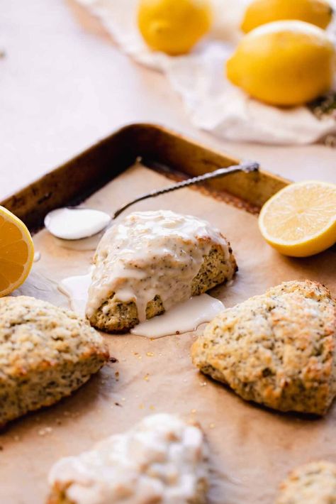 Lemon Poppy Seed Scones - Flouring Kitchen Lemon Poppyseed Scones, Lemon Poppy Seed Scones, Lemon Poppy Seed, Lemon Poppy, Lemon Poppyseed, Clotted Cream, Vanilla Yogurt, Poppy Seed, Poppy Seeds