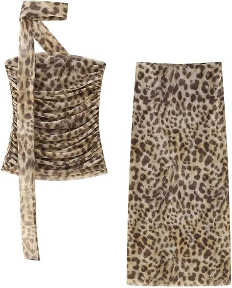 leopard, 2 piece sets, leopard skirt outfit, leopard outfit, leopard y2k, 2 piece sets for women,  2 piece sets, skirt and top, 2 piece sets, ideas, 2 piece sets, y2k, fashion styles, fashion inspo outfits, fashion week dress to impress, a fashion icon, #ad Tube Top And Skirt, High Waist Long Skirt, Pleated Tops, Skirts Midi High Waisted, Printed Skirt, Printed Midi Skirt, Silk Screen, Two Piece Sets, Skirt Suit