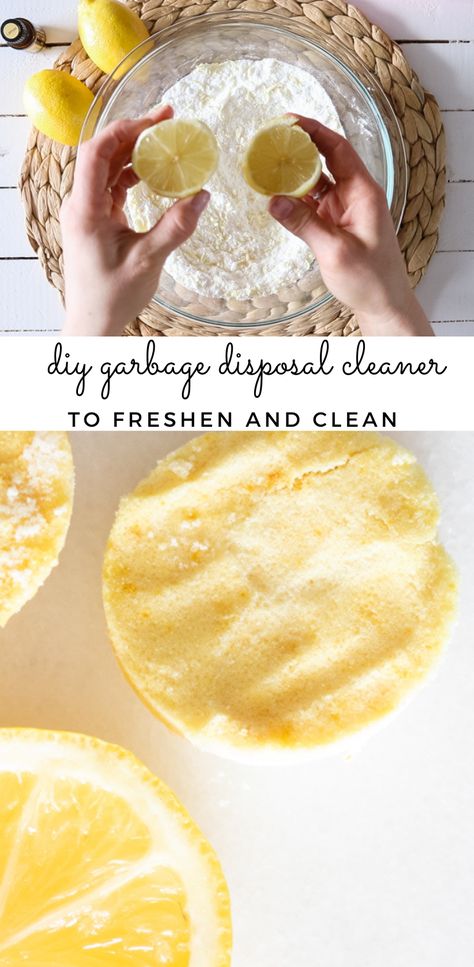 Deodorize garbage disposal with this easy all-natural DIY garbage disposal cleaner tabs. These hands-free cleaners are the best garbage disposal cleaner for a stinky kitchen sink and they are cost effective. Learn how to make your own all-natural cleaner with this 3-ingredient recipe. #diycleaning #homemadecleaners #allnatural #lemon #lemonessentialoil #garbagedisposal Diy Disposal Cleaner, Sink Deodorizer Diy, Stinky Garbage Disposal Cleaning, How To Get Rid Of Garbage Disposal Odor, Diy Pinesol Cleaner, Diy Garbage Disposal Cleaner, Lemon Cleaner Diy, Garbage Disposal Cleaning Diy, Stinky Garbage Disposal