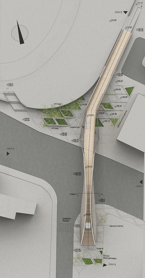 Cantilevered footbridge proposal in Pafos, Cyprus by EP Architects Bridges Architecture, Urban Design Diagram, Airport Design, Architectural Competition, Architecture Design Drawing, Pedestrian Bridge, Bridge Design, Master Plan, Urban Planning