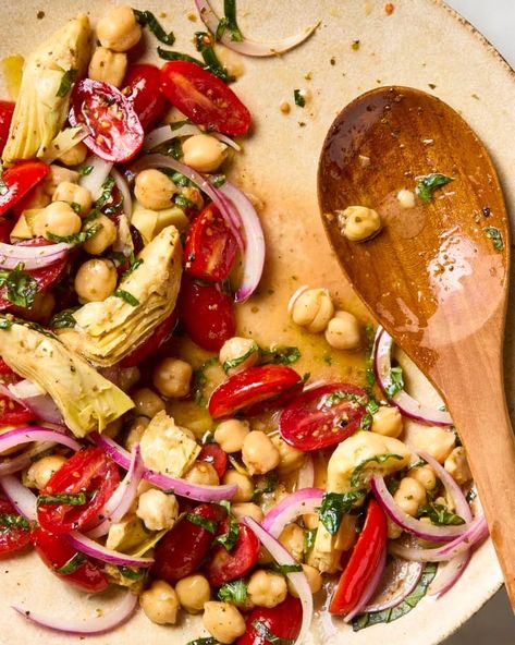 Tuscan Tomato Salad Recipe | The Kitchn Tuscan Bean Salad, Bean Sides, Bean And Tomato Salad, Healthier Dinners, Easy Summer Salad, Muffuletta Sandwich, Salad With Tomatoes, Artichoke Salad, Beans Recipes