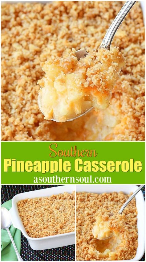 Pineapple Cheese Casserole, Simply Happy Foodie, Pineapple Casserole, A Southern Soul, Baked Pineapple, Pineapple Recipes, Southern Dishes, Holiday Side Dishes, Easy Casserole