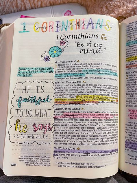 Here’s my first page Bible journaling of 1 Corinthians! Such a good book full of so much wisdom!!🩷 1st Corinthians Bible Study, 1 Corinthians Bible Study, 1 Corinthians 13 Bible Journaling, 2 Corinthians Bible Journaling, 1 Corinthians Bible Journaling, Corinthians Bible Journaling, Corinthians Bible Study, Bible Journaling Pages, Biblical Motivation