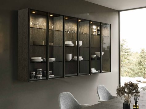 Wall Showcase Design, Crockery Cabinet Design, Wall Mounted Display Cabinets, Cabinet Design Ideas, Kitchen Wall Units, Crockery Cabinet, Display Cabinet Design, Crockery Unit Design, Wall Display Cabinet