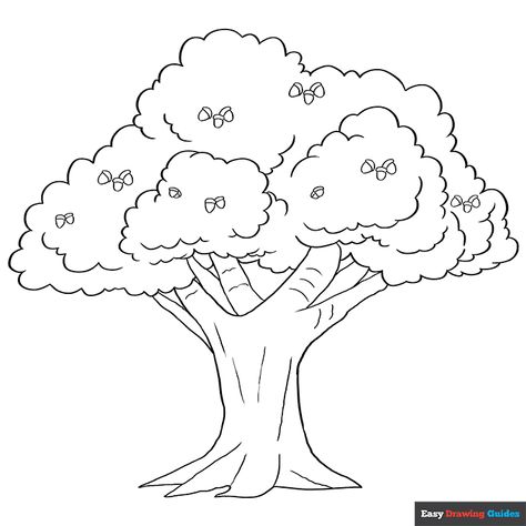 Oak Tree Pictures, Oak Tree Drawings, Printable Tree, Forest Coloring Pages, Tree Coloring, Leaf Coloring Page, Free Printable Coloring Sheets, Cartoon Trees, Christmas Tree Coloring Page