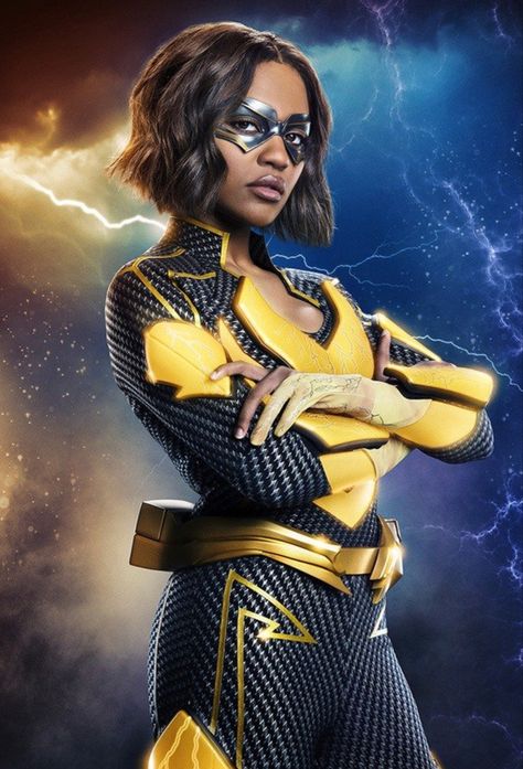 Jennifer Pierce Black Lightning, Jennifer Pierce, Wrestling Costumes, Superhero Dress Up, Justice League Art, Jennifer Black, Black Lighting, China Anne Mcclain, Superhero Villains