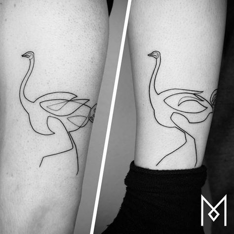 Ostrich Tattoo, Line Art Easy, Line Animals, Linear Tattoo, Tattoo Line Art, Continuous Line Tattoo, Tattoos Nature, Mo Ganji, Animal Geometric