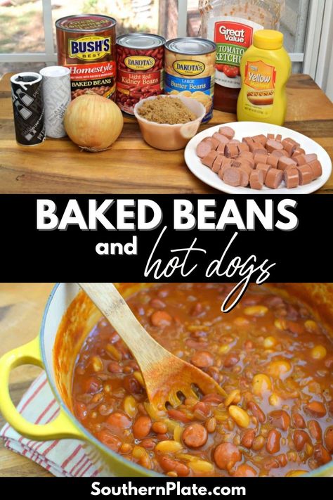 Hot Dog Baked Bean Casserole, Hot Dog And Beans Casserole, Hot Dog And Beans Recipes, Baked Beans With Hot Dogs Recipe, Hot Dogs And Baked Beans Casserole, Beans And Hot Dogs Recipes, Baked Beans With Hot Dogs, Hotdogs And Beans, Recipes Using Baked Beans