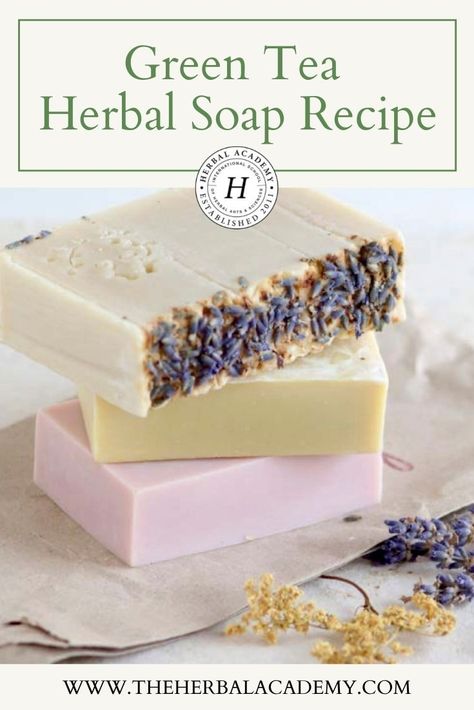 Herbal Bath Recipes, Witchy Herbs, Homemade Scrubs, Tea Inspiration, Green Tea Soap, Herbal Academy, Easy Soap Recipes, Homemade Spa, Diy Soaps