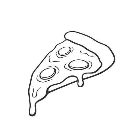 Pizza Slice Drawing, Pizza Drawing, Food Projects, Pizza Slice, Melted Cheese, Premium Vector, Hand Drawn, Vector Illustration, Illustration Art