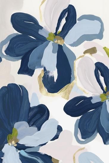 'Cobalt Florals II' Art Print - Isabelle Z | Art.com Navy Blue Floral Wallpaper, Arty Ideas, Background Wallpapers, Blue Wall Art, Pastel Background, Flower Canvas, Mini Canvas, Large Canvas Prints, Water Colour