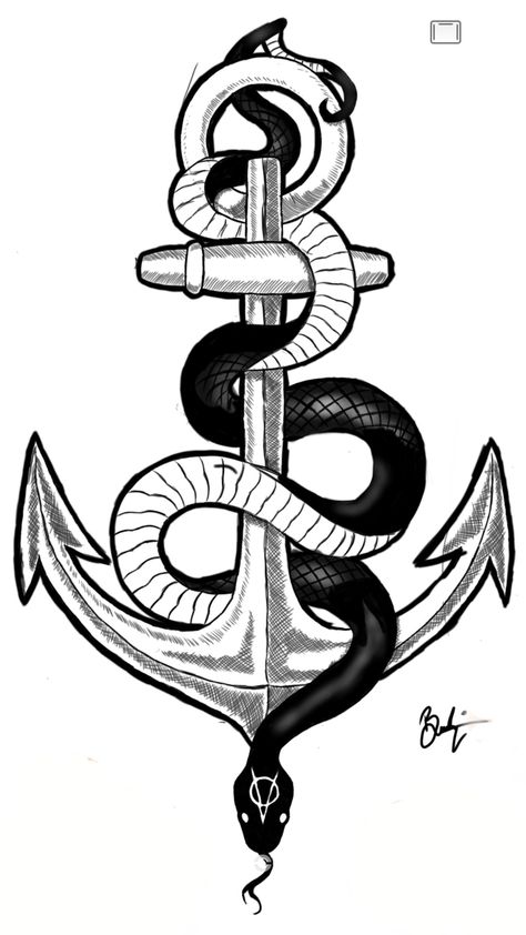 Anchor Snake Tattoo, Anchor Tattoo Design For Men, Ouroboros Tattoo, Snake Tattoo Design, Anchor Tattoo, Snake Tattoo, Kraken, Traditional Tattoo, Sea Creatures