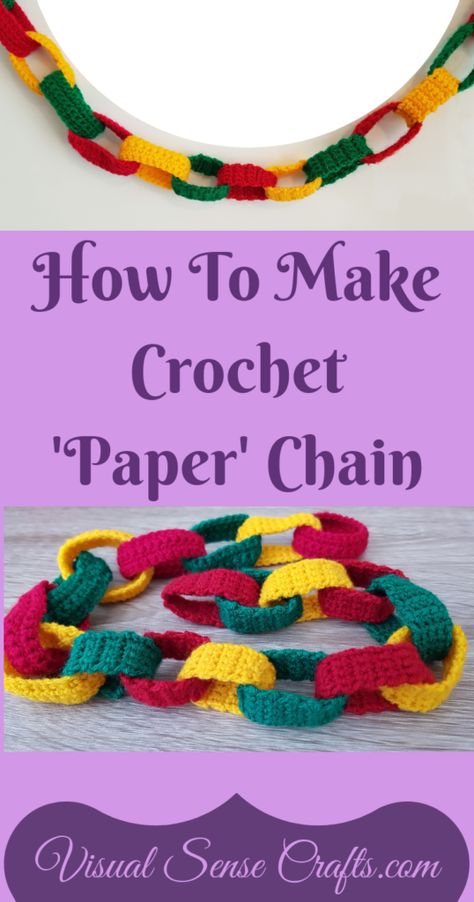 crochet paper chain Christmas Chain, Christmas Paper Chains, Crochet Christmas Garland, Crochet Christmas Ornaments Free, Crochet Bunting, Crochet Garland, Paper Chain, Crochet Rings, Crochet Xmas