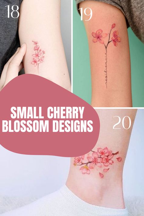 Cherry Blossom Tattoo Ideas {53 BEAUTIFUL IDEAS} - TattooGlee Micro Cherry Blossom Tattoo, Feminine Nature Tattoo, Tummy Tucks Tattoo Cover Up, Cherry Blossom Tattoo Ideas, Cherry Blossom Tattoo Shoulder, Small Watercolor Tattoo, Cherry Blossom Tree Tattoo, Bloom Tattoo, Blossom Tree Tattoo