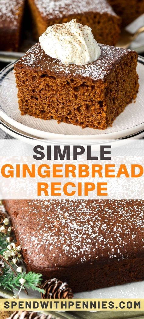 Old Fashioned Gingerbread Cake, Old Fashioned Gingerbread, Easy Christmas Cake, Easy Christmas Cake Recipe, Christmas Cake Recipe, Gingerbread Loaf, Dessert Christmas, Christmas Cakes Easy, Christmas Dessert Table