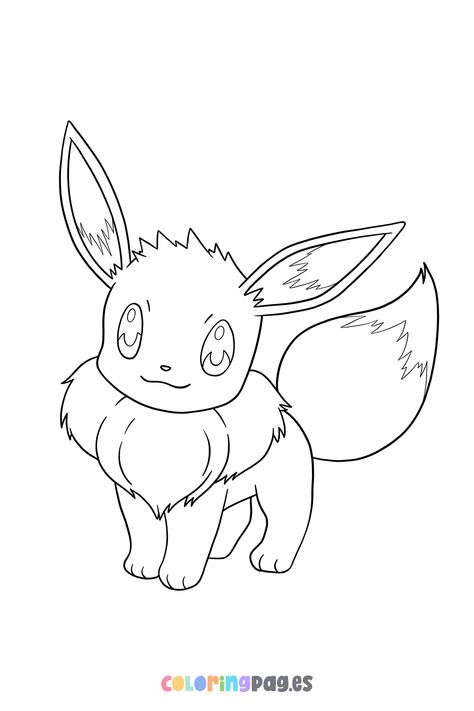 Umbreon Coloring Page, Eevee Outline, Eevee Drawing, Eevee Coloring Pages, Pokémon Colouring, Pikachu Coloring, Pokémon Eevee, Coloring Pictures For Kids, Pikachu Coloring Page