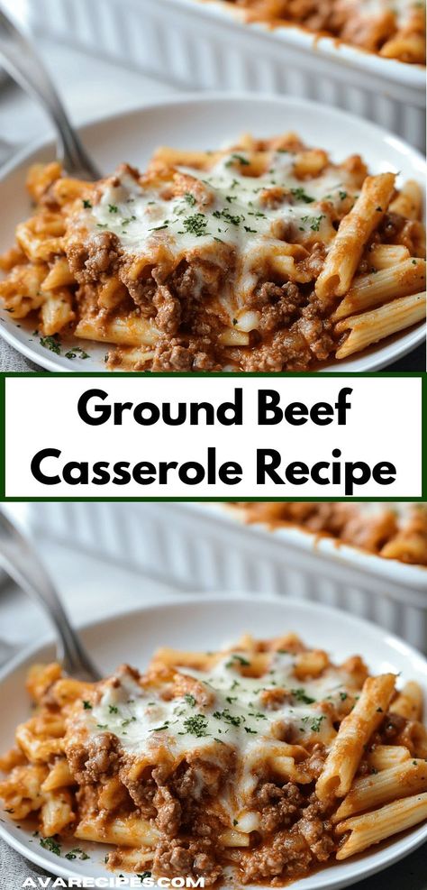 Discover the ultimate comfort food with this Ground Beef Casserole. Packed with savory flavors and nutritious ingredients, it's a family-friendly dish that brings everyone together for a delightful meal any night of the week. Pasta And Cheese, Yummy Casserole Recipes, Ground Beef Casserole Recipes, Beef Pasta, Cheesy Casserole, Dinner With Ground Beef, Ground Beef Casserole, Comfort Dishes, Easy Casserole Recipes